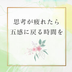 ☆思考が疲れたら、五感に戻る時間を