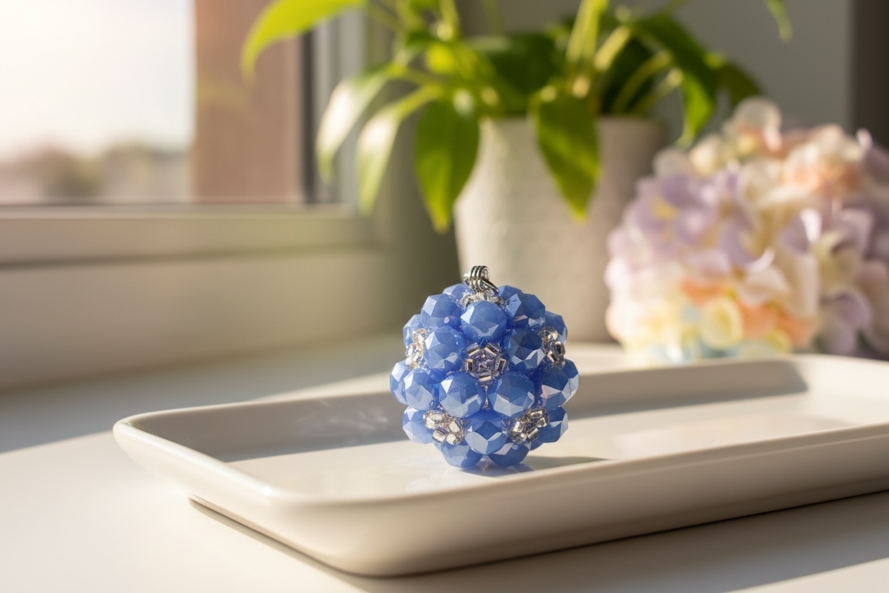 水晶入りビーズボール（ブルー）