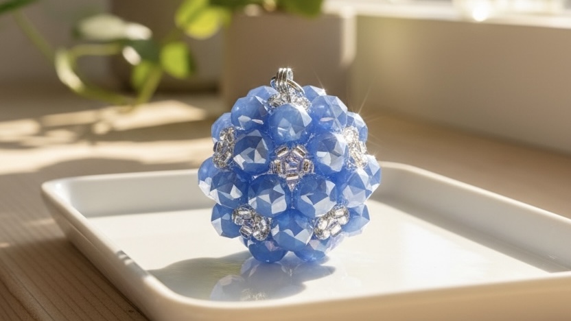 水晶入りビーズボール（ブルー）